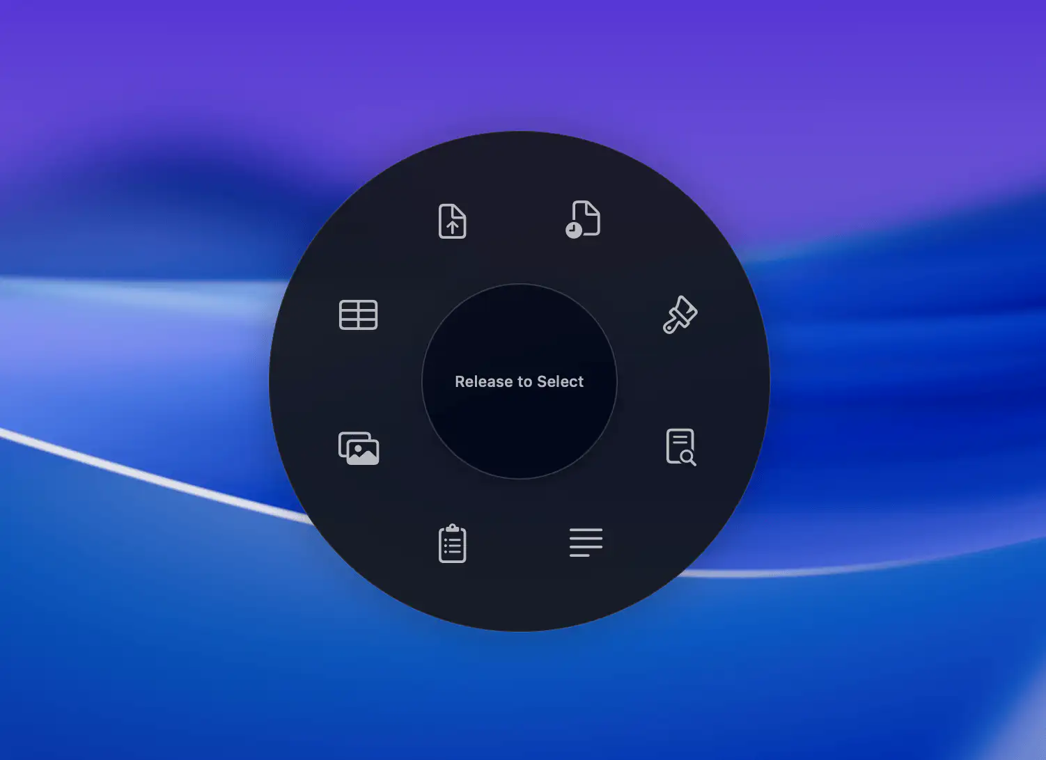 Context-aware Radial menu adapting to active application