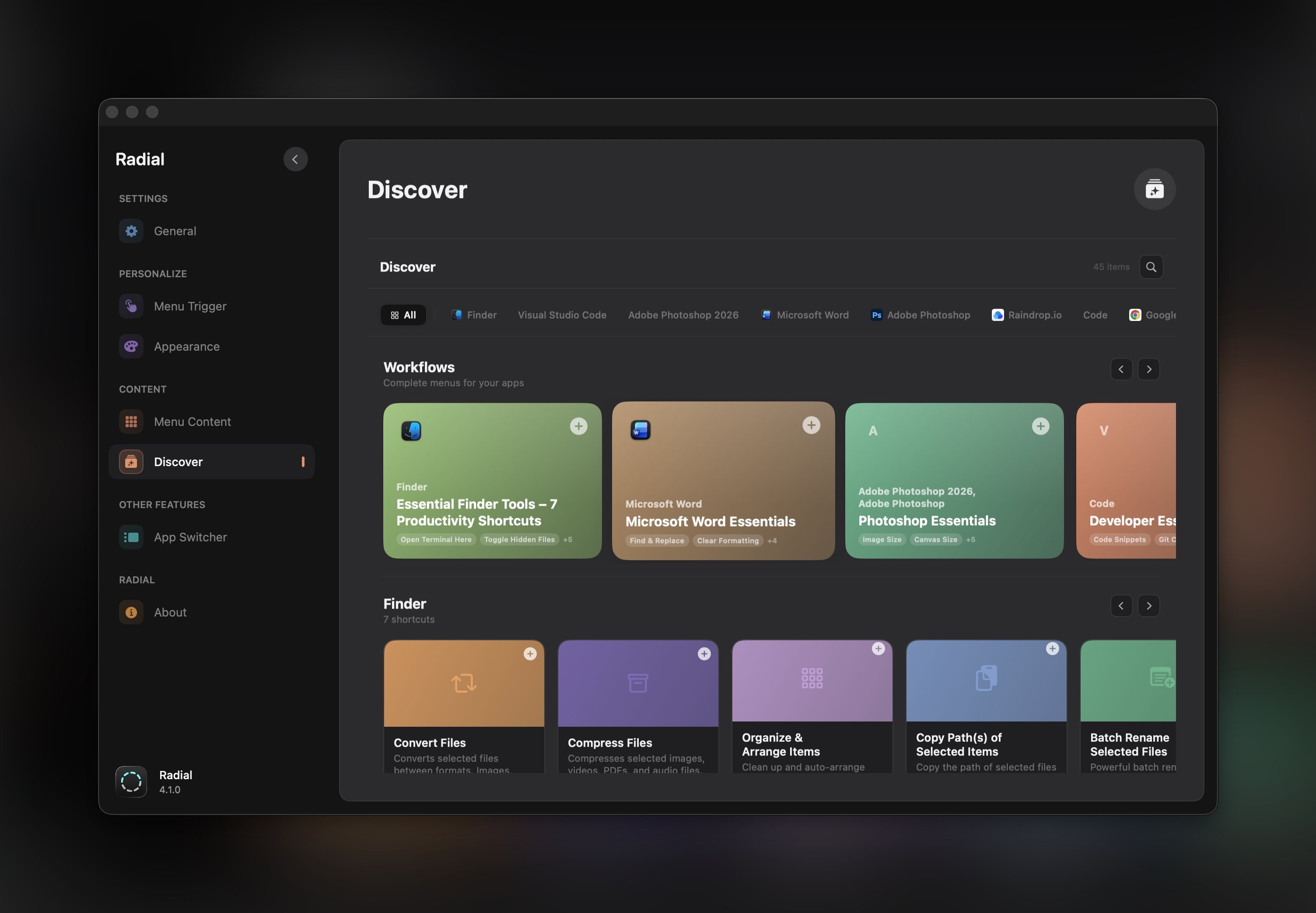 Discover Page - Dark