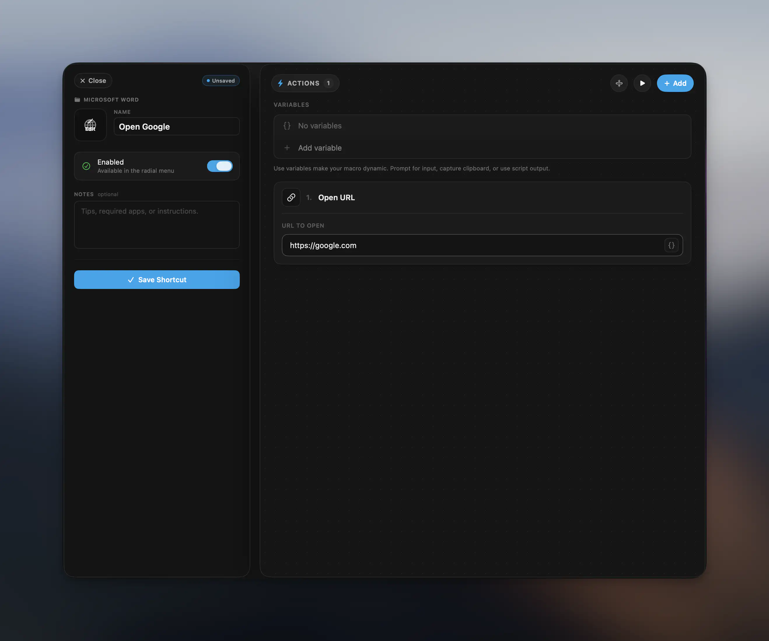 First Shortcut Image